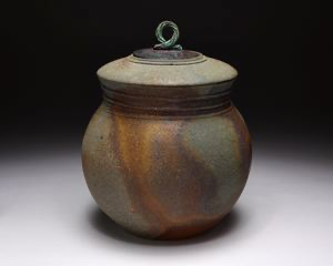 Image of Wood fired jar w/ copper lid