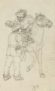 Image of The Gold Rush (study): Pony Express Rider Delivering Mail