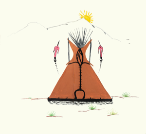 Image of Intermountain Inter-tribal Indian School Mural_06ab (Peyote Meeting)