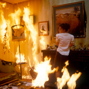 Image of Untitled (Girl at Mantel/Sitting Room Fire) from the series Burn