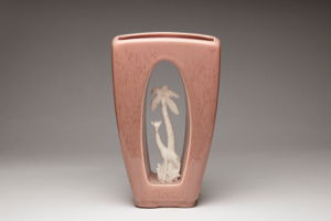 Image of Vase With Open Center and Silken Giraffe With Palm